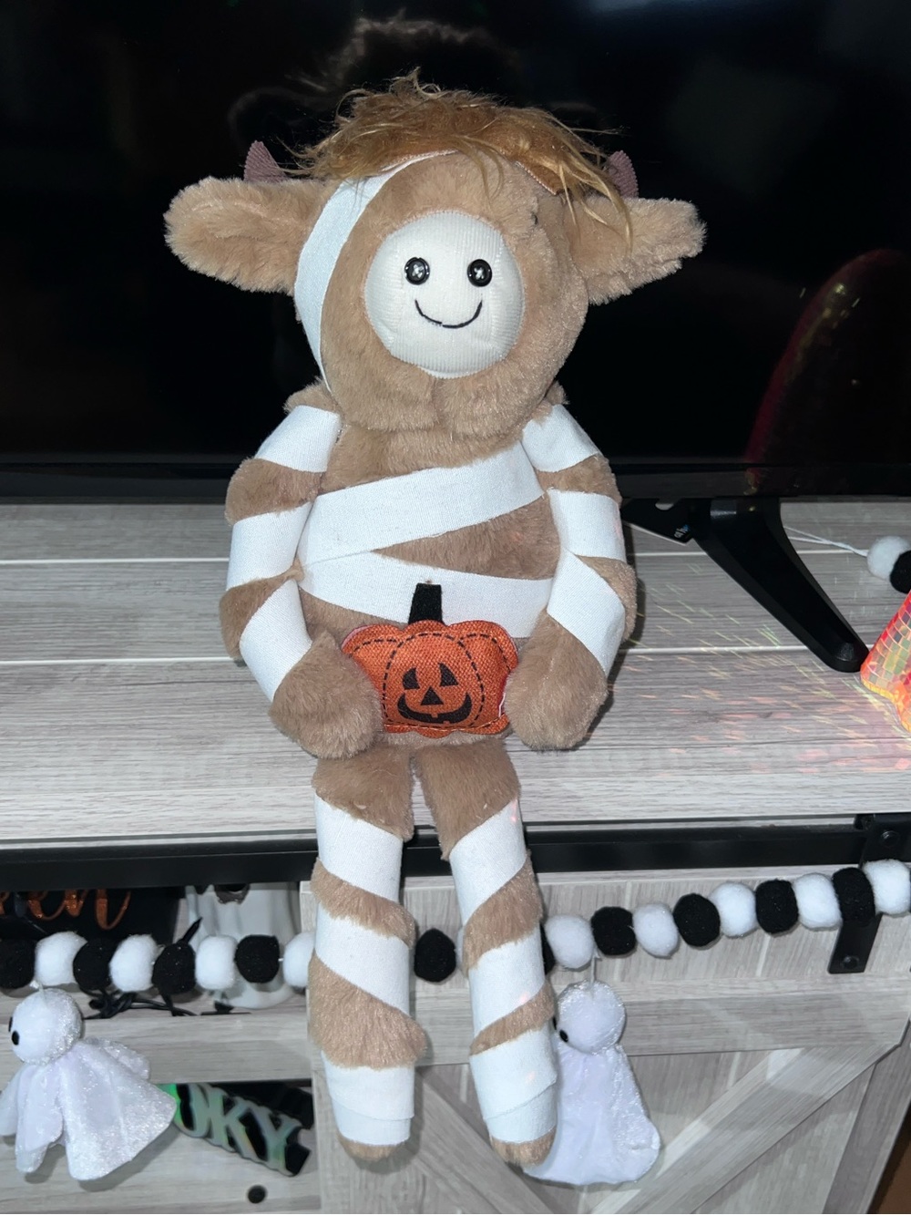 Halloween Plush Mummy Ledge Cow